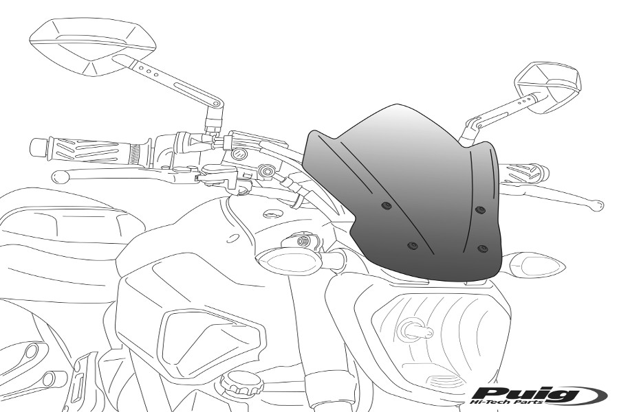Aprilia Shiver 900 17'-19' Puig Windschutzscheibe Naked New Generation Sport 4674G 750 07' Aprilia Shiver 900 17'-19' Puig Windschutzscheibe Naked New Generation Sport 4674G 750 07'