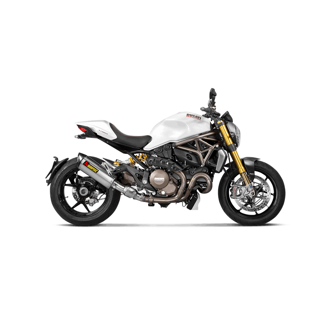 Parts Ducati Monster 797 821 1200 Exhaust Akrapovic Ducati Monster 821 1200 Exhaust System HSBK Racing Race Team Training Facility Exotic Parts Italian Bikes