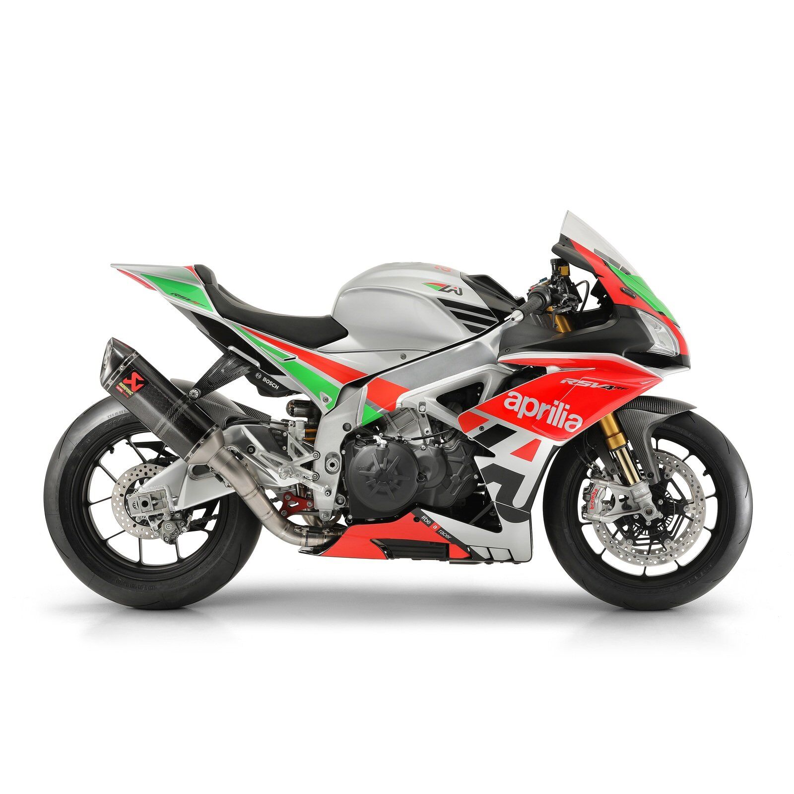 Parts Aprilia RSV4 Exhaust Akrapovic Aprilia RSV4 RR RF Tuono V4 EVO II Full Exhaust System 2010 To 2020 HSBK Racing Race Team Training Facility Exotic Parts Italian Bikes