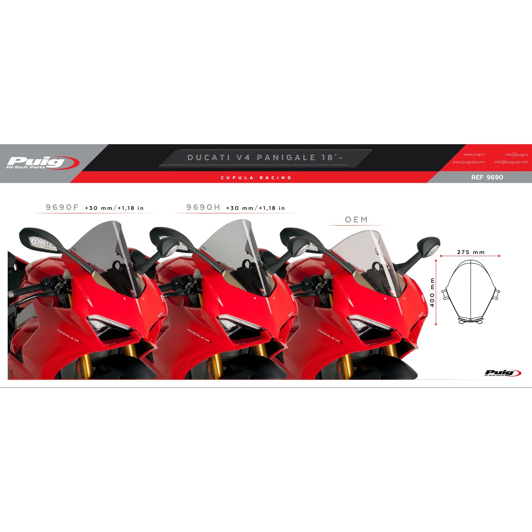 Parts Ducati V4 Windscreen Puig Ducati V4R 20 21 V4