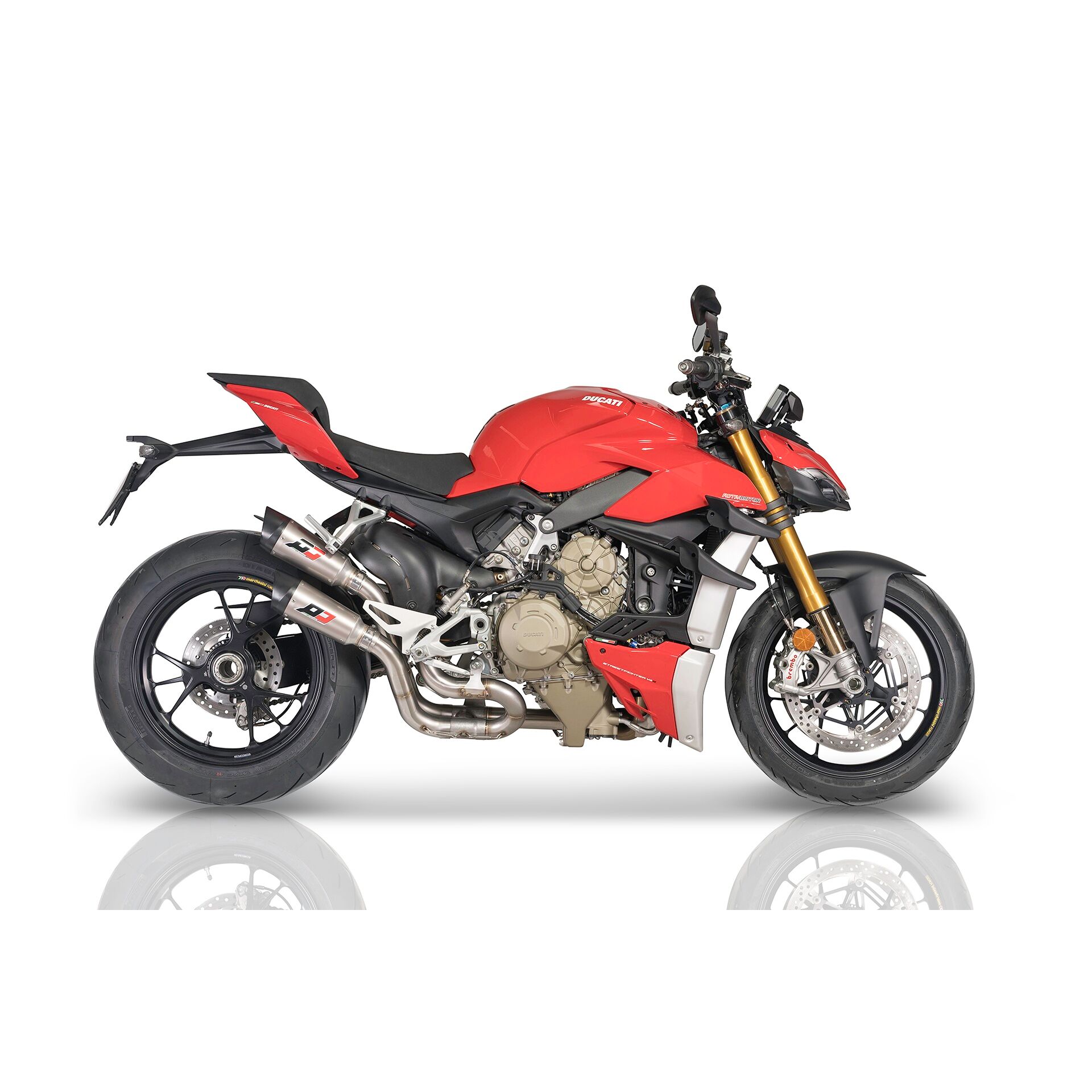 Parts Ducati Streetfighter V4 Exhaust QD Ducati Streetfighter V4 V4S Semi Full System Twin Titanium GunShot Exhaust System HSBK Racing Race Team Training Facility Exotic Parts Italian Bikes