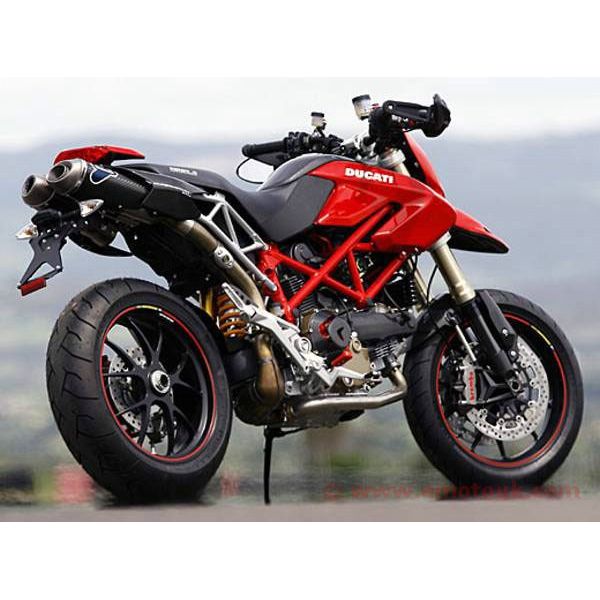 Parts Ducati Hypermotard 796 1100 Exhaust Termignoni Ducati Hypermotard 796 1100 Under Tail Carbon Fiber Slip On Exhaust System HSBK Racing Race Team Training Facility Exotic Parts Italian Bikes